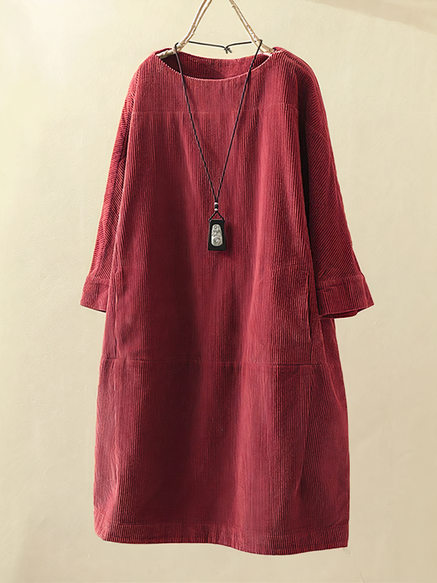 Charly | Women's Midi Corduroy Dress with Pockets