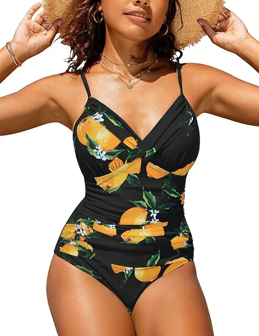 Charly | Women's One-Piece Swimsuit Ruched V-Neck