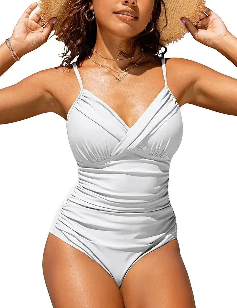 Charly | Women's One-Piece Swimsuit Ruched V-Neck