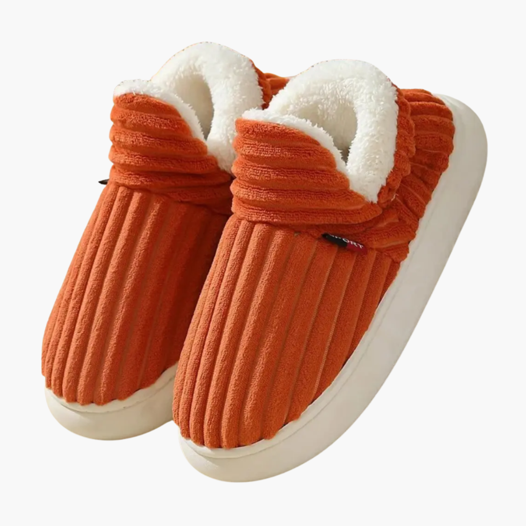 Charly | Women's Plush Bootie Slippers - Ribbed Warm Indoor Shoes