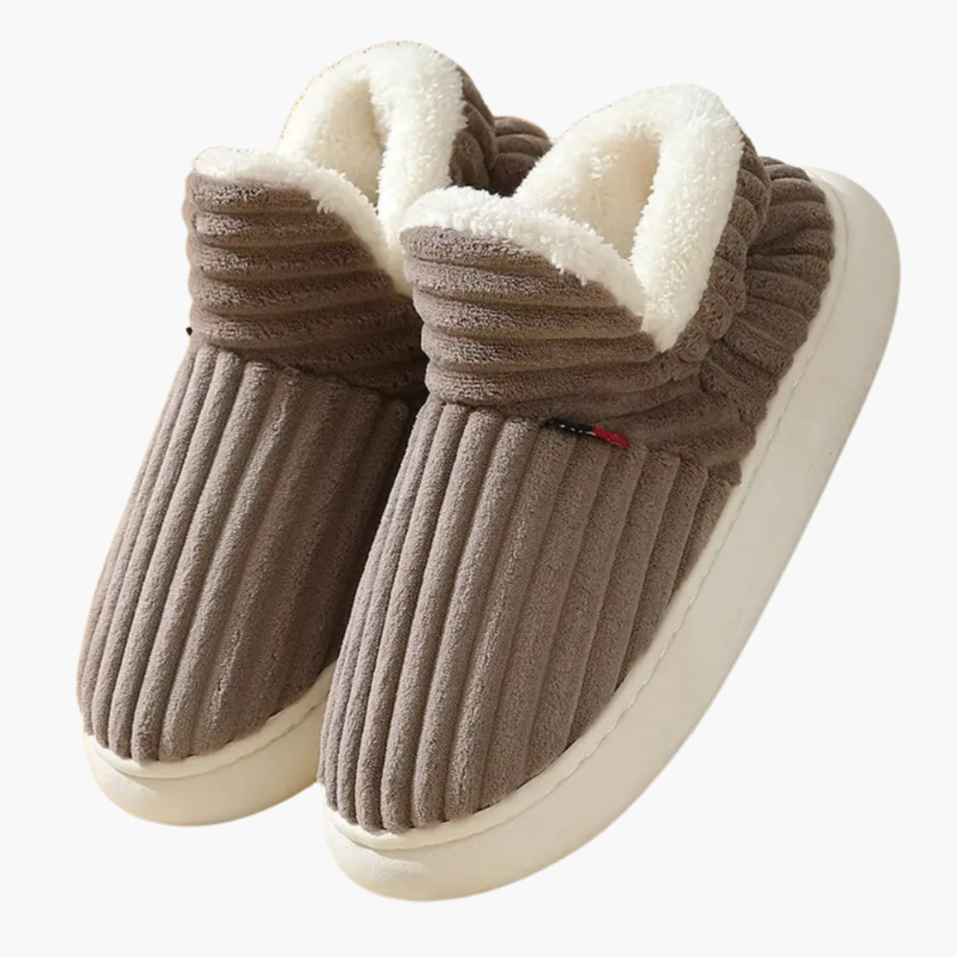 Charly | Women's Plush Bootie Slippers - Ribbed Warm Indoor Shoes