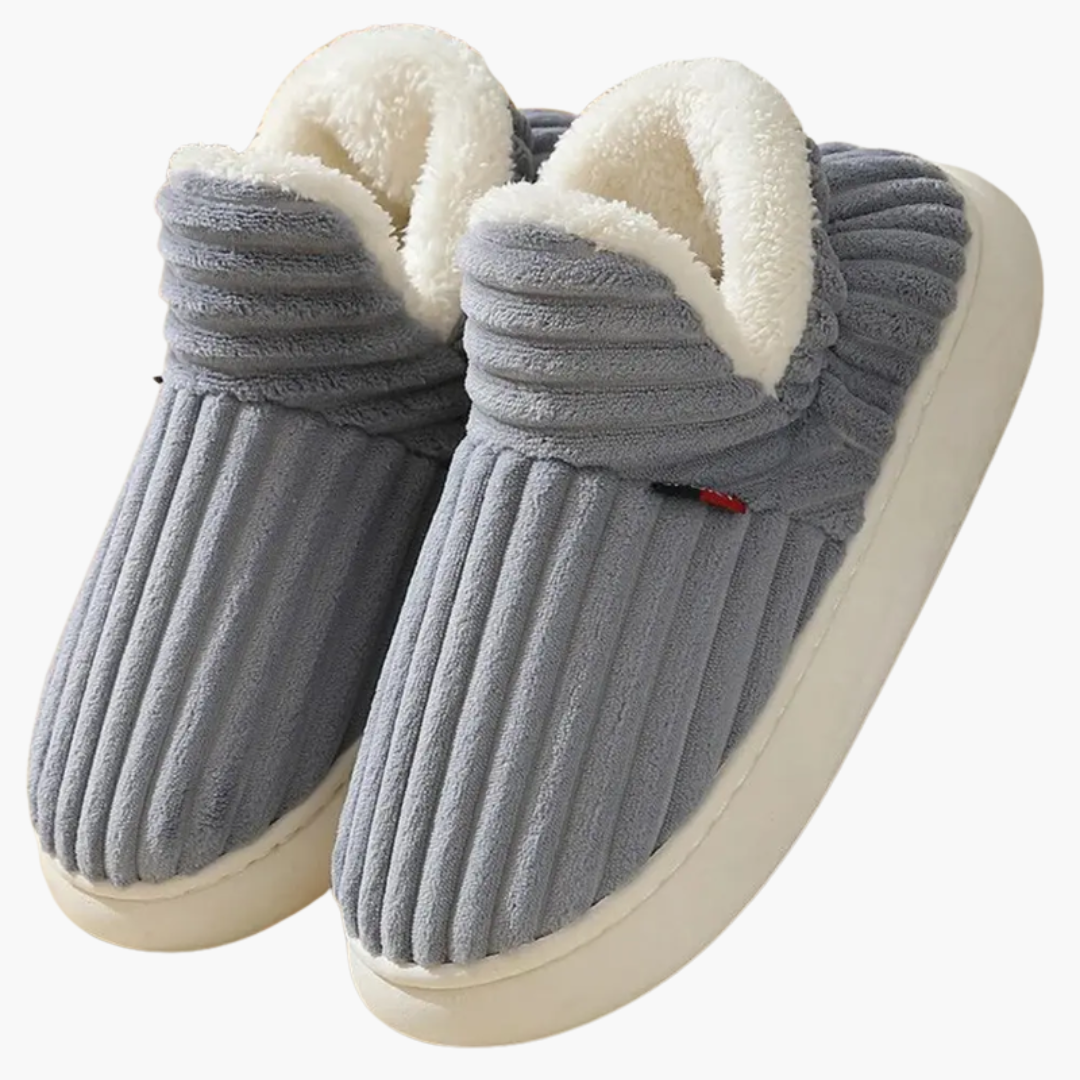 Charly | Women's Plush Bootie Slippers - Ribbed Warm Indoor Shoes