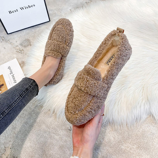 Charly | Women's Plush Loafer Slippers with Fold-Over Detail