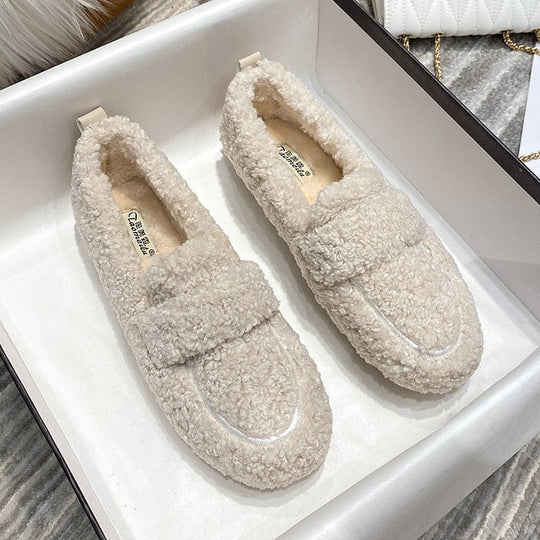 Charly | Women's Plush Loafer Slippers with Fold-Over Detail