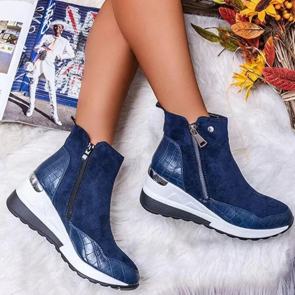 Charly | Women's Side Zip Ankle Boots with Crocodile Detail