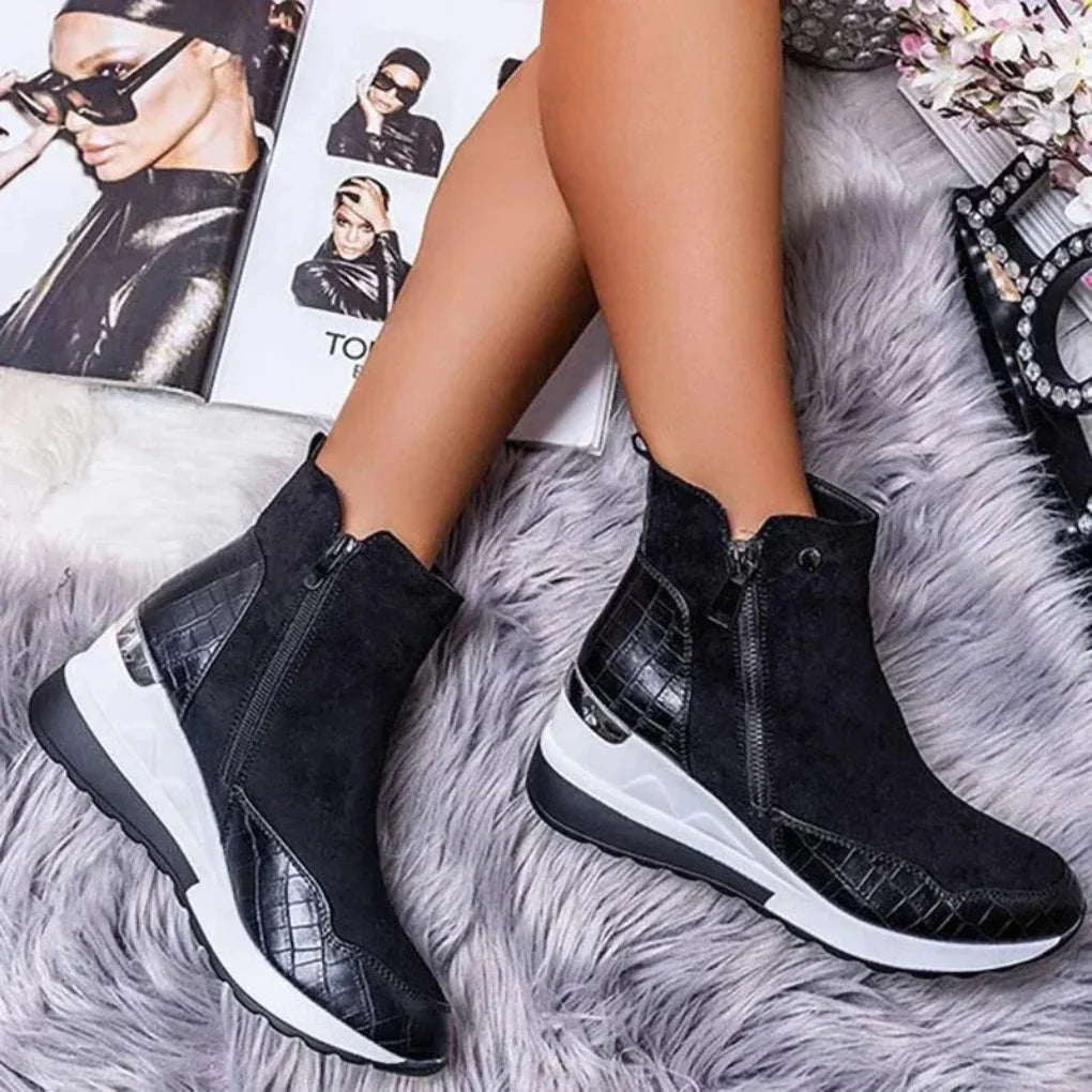 Charly | Women's Side Zip Ankle Boots with Crocodile Detail