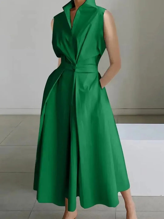 Charly | Women's Sleeveless Lapel Midi Dress