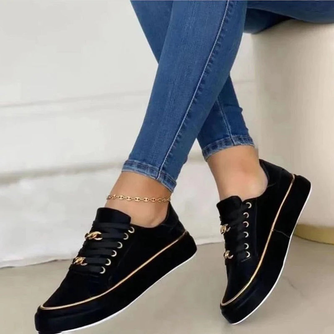 Charly | Women's Sneakers with Gold Chain Detail