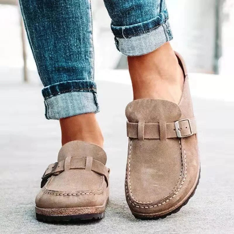 Charly | Women's Suede Slip-On Clogs with Buckle Detail