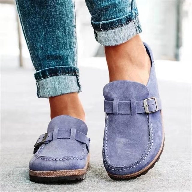 Charly | Women's Suede Slip-On Clogs with Buckle Detail
