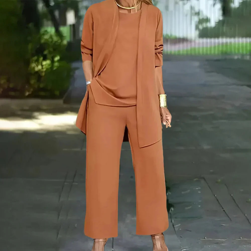 Charly | Women's Three-Piece Pantsuit with Layered Top
