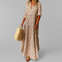 Retro Print Tiered Maxi Dress