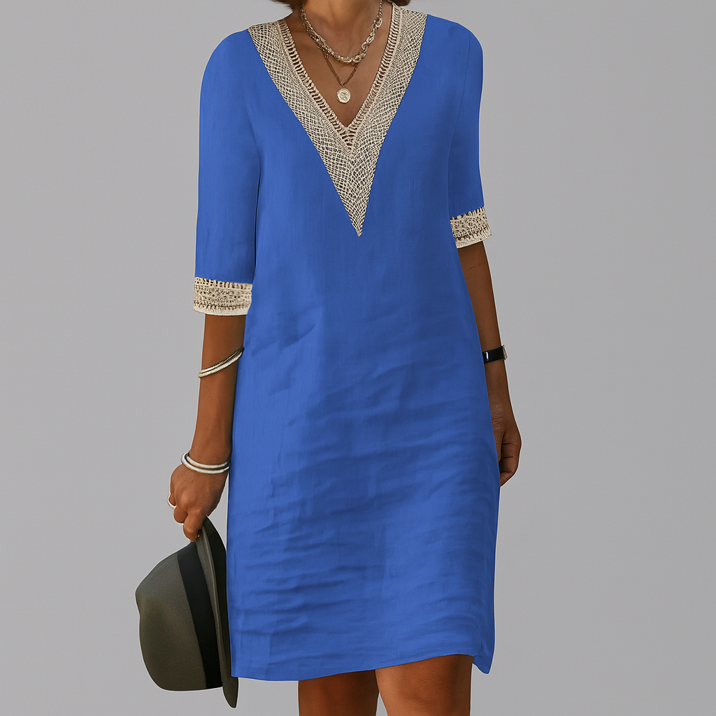 Charly | Women's V-Neck Crochet Trim Dress