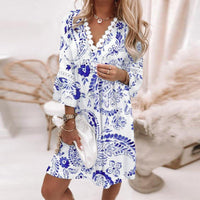 Sisica Women's Crochet Trim Mini Dress - V-Neck