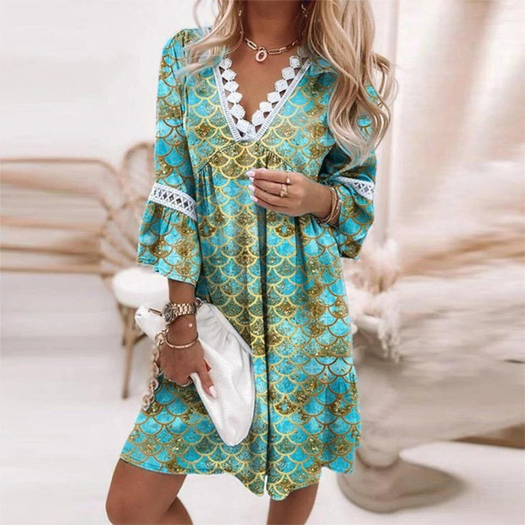 Charly | Women's V-Neck Mini Dress with Crochet Trim