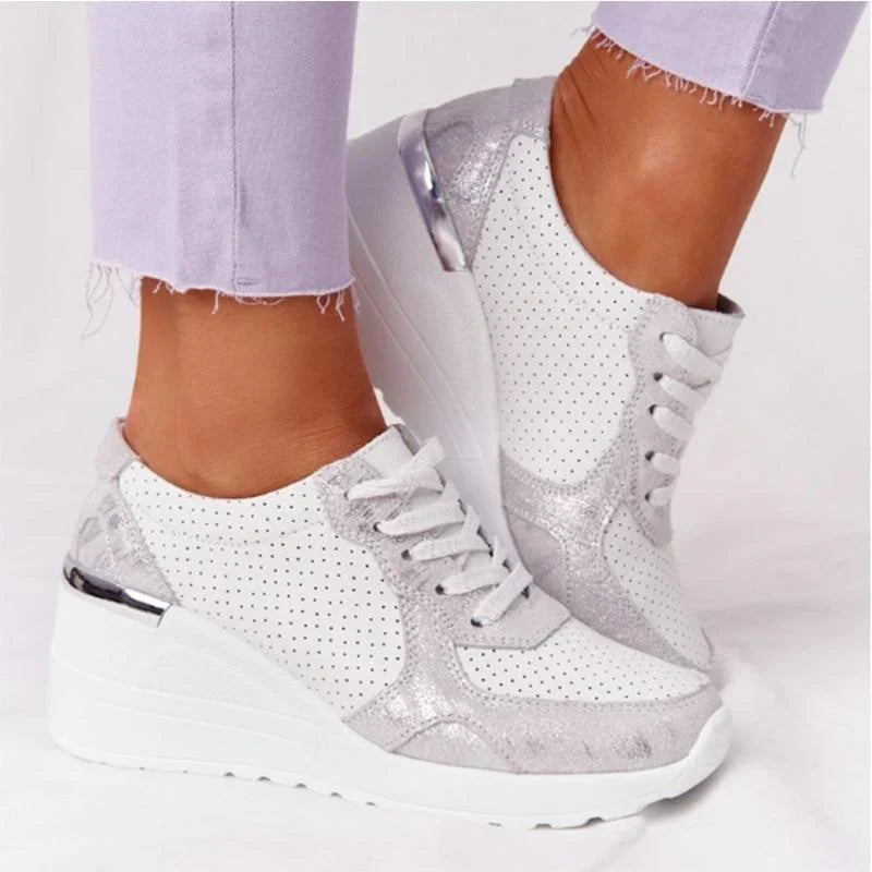 Charly | Women's Wedge Sneakers with Metallic Detail
