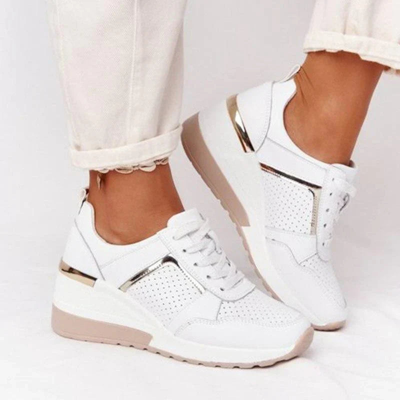 Charly | Women's Wedge Sneakers with Metallic Detail