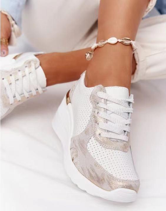 Charly | Women's Wedge Sneakers with Metallic Detail
