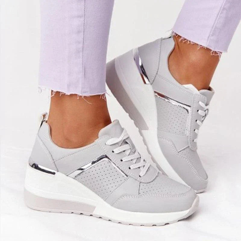 Charly | Women's Wedge Sneakers with Metallic Detail