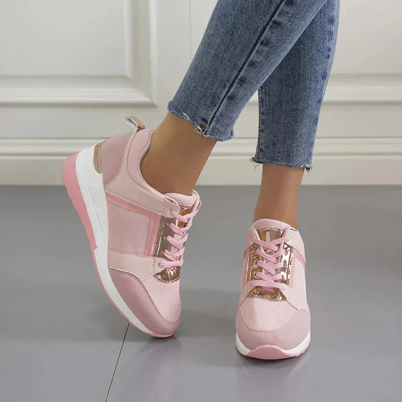 Charly | Women's Wedge Sneakers with Metallic Detail
