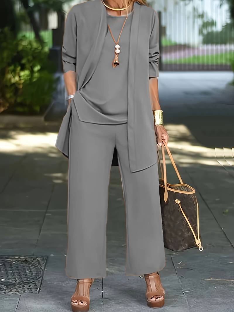 Charly | Women's Wide-Leg Trouser Set with Cardigan