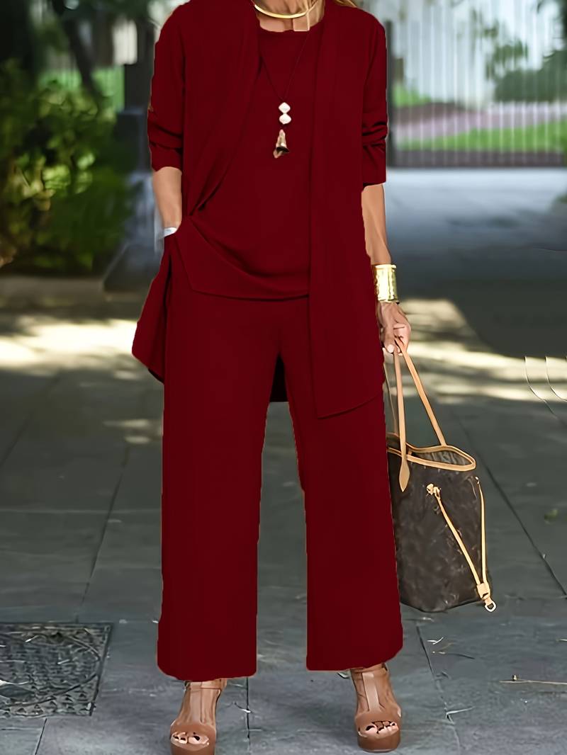 Charly | Women's Wide-Leg Trouser Set with Cardigan