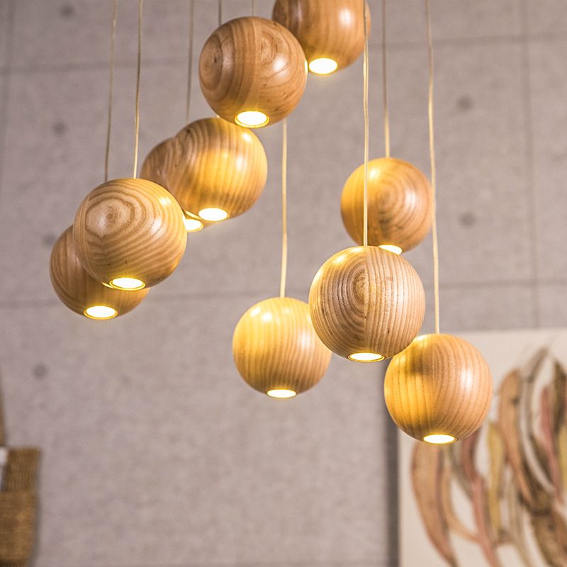 Charly | Wood Ball Pendant Light | Modern Natural Design