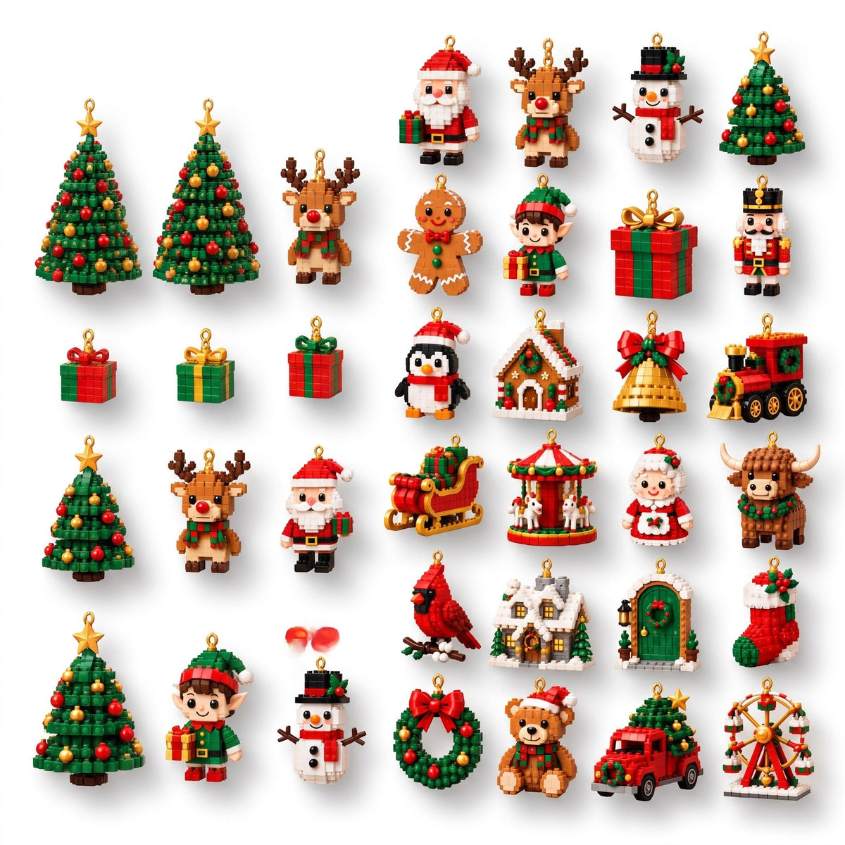 Christmas Advent Calendar - 24 Mini Building Block Christmas Figures