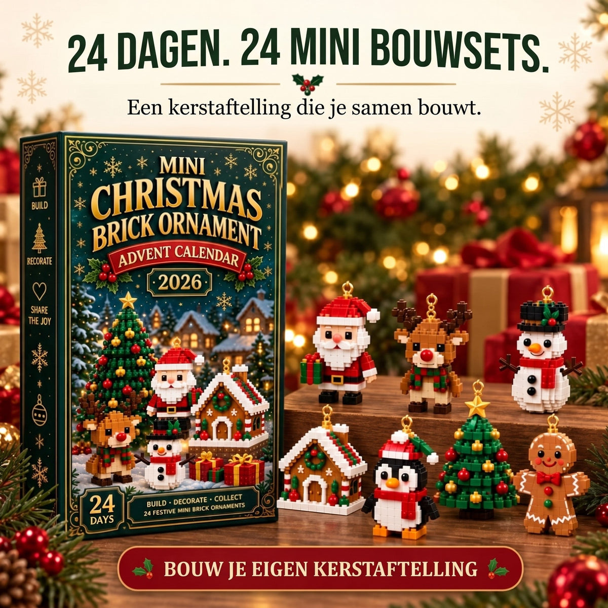 Christmas Advent Calendar - 24 Mini Building Block Christmas Figures