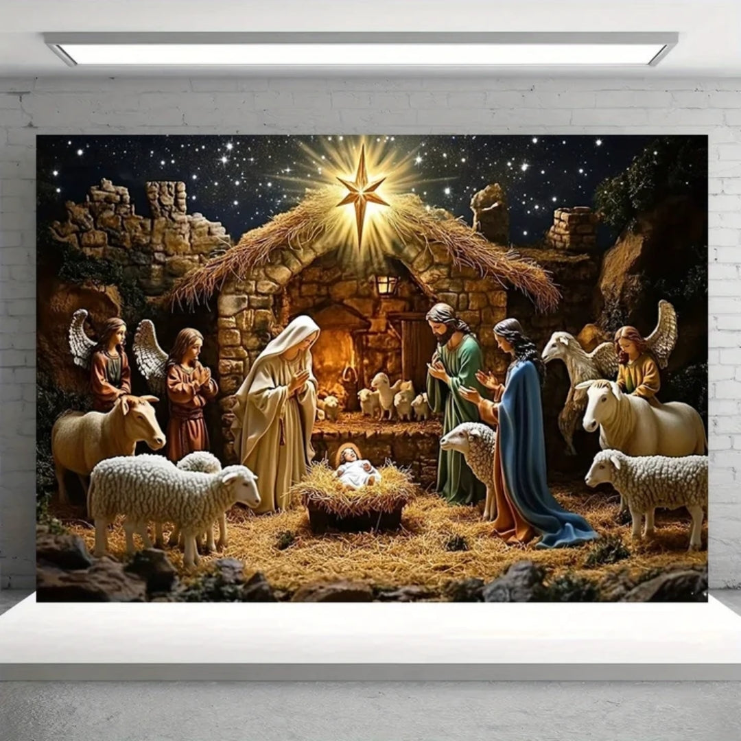 Christmas Backdrop - Angels and Starry Sky Decoration