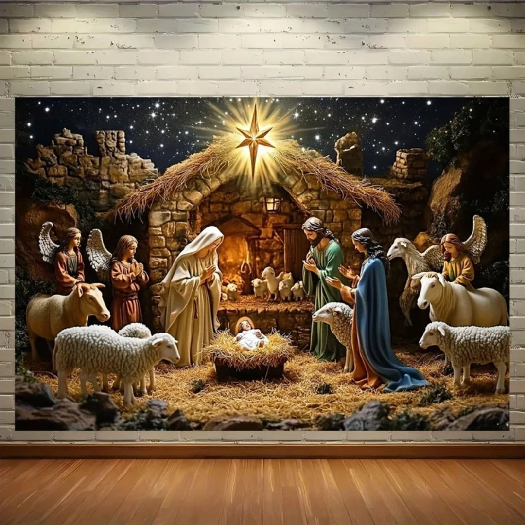 Christmas Backdrop - Angels and Starry Sky Decoration
