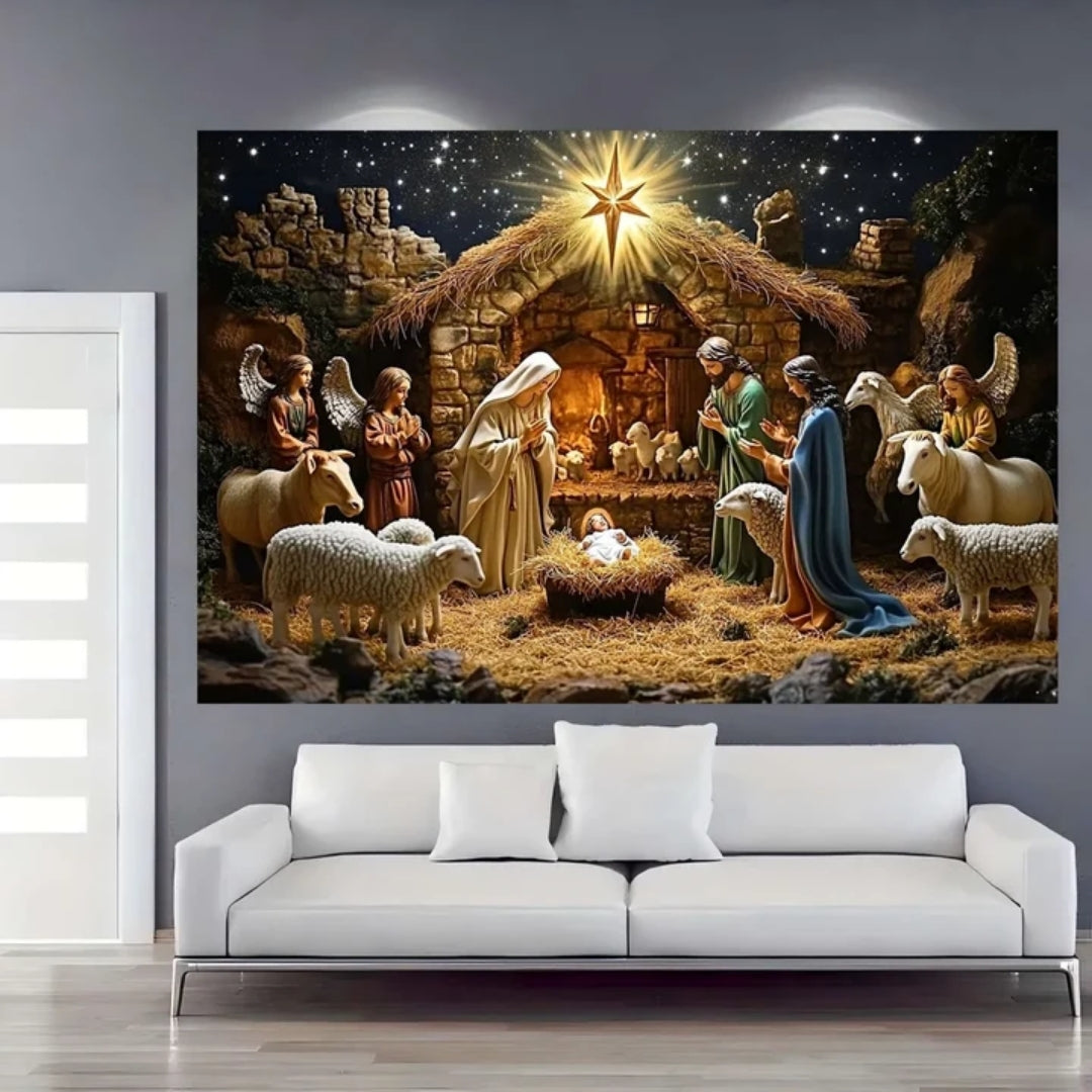 Christmas Backdrop - Angels and Starry Sky Decoration