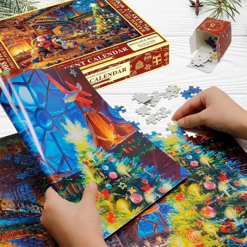 Christmas Countdown Jigsaw Puzzle Surprise Box – 24 Days Filled with Magic & Creativity
