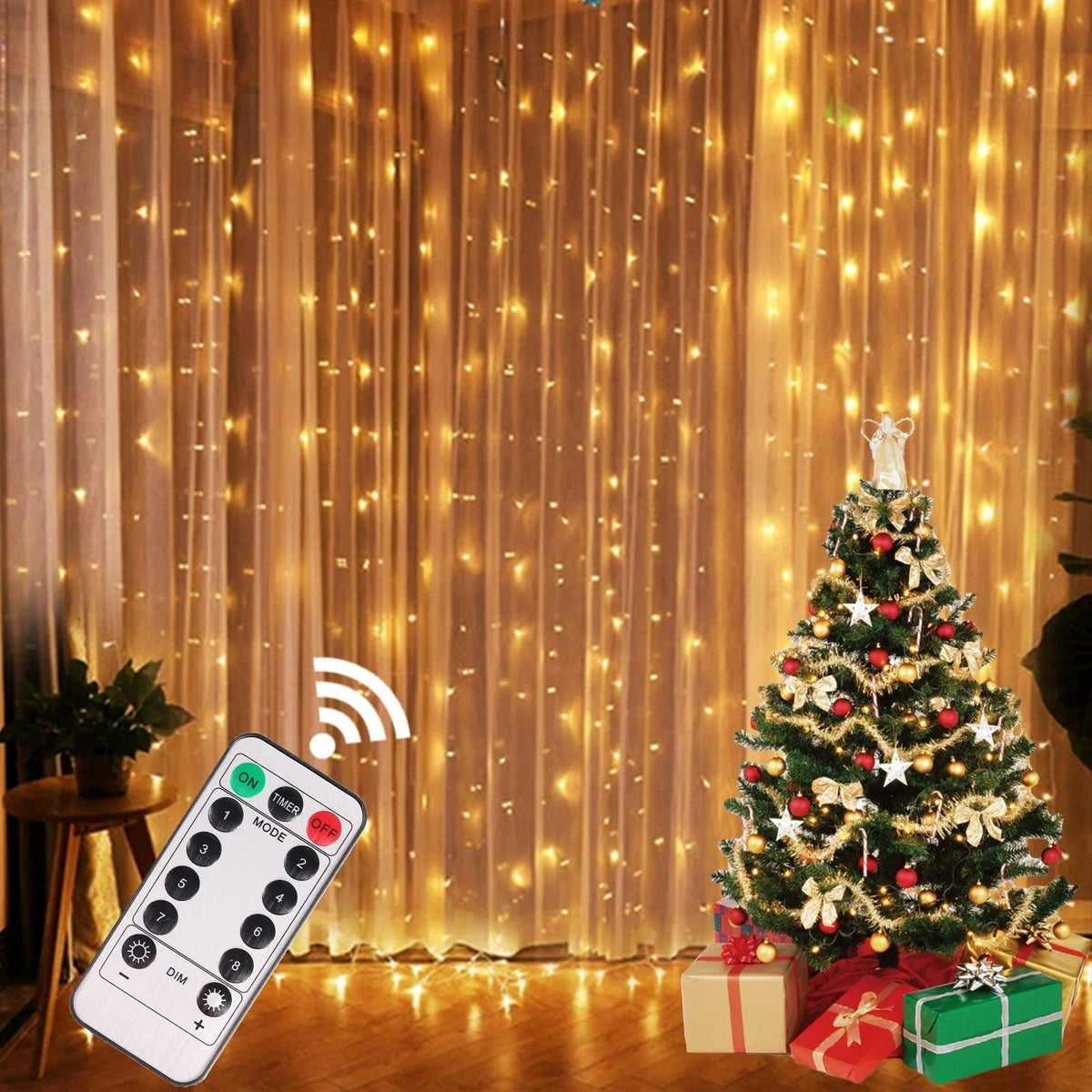 Christmas LED Curtain Lights with 8 Modes – Waterproof Indoor and Outdoor Decorations for Christmas