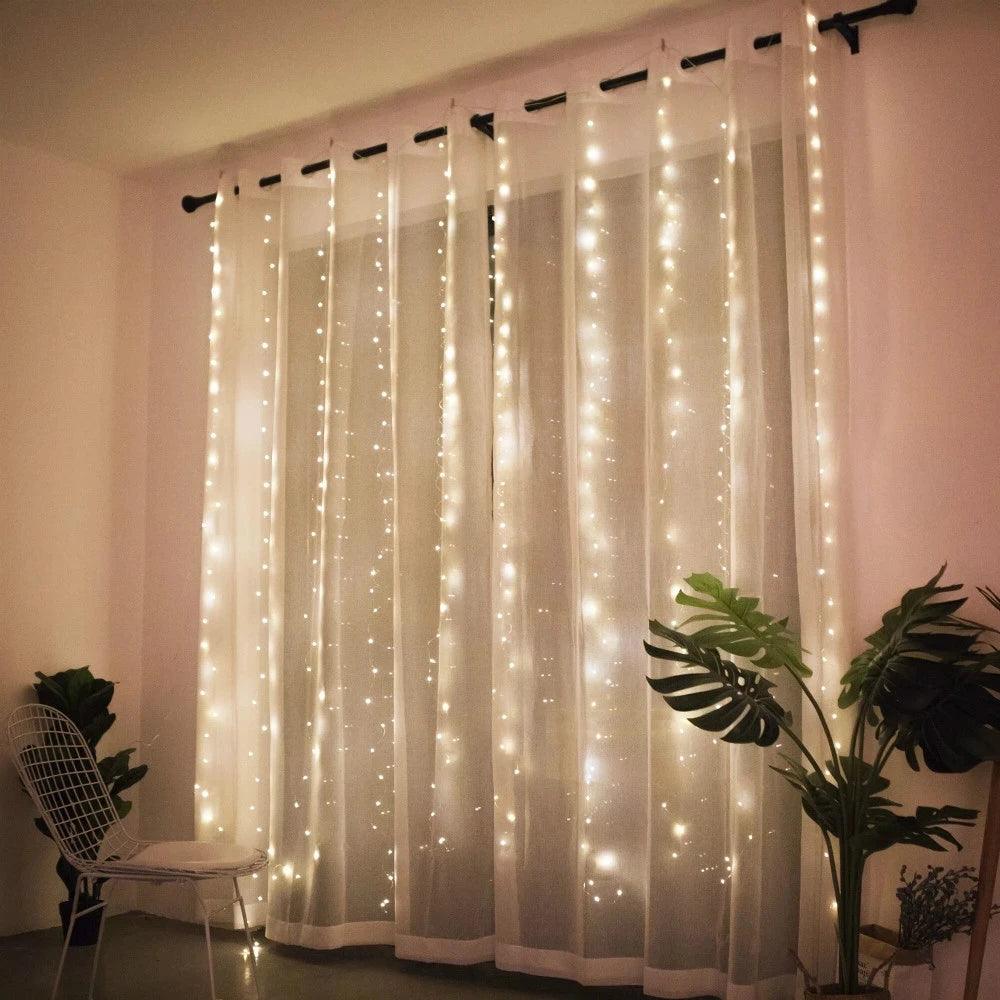 Christmas LED Curtain Lights with 8 Modes – Waterproof Indoor and Outdoor Decorations for Christmas