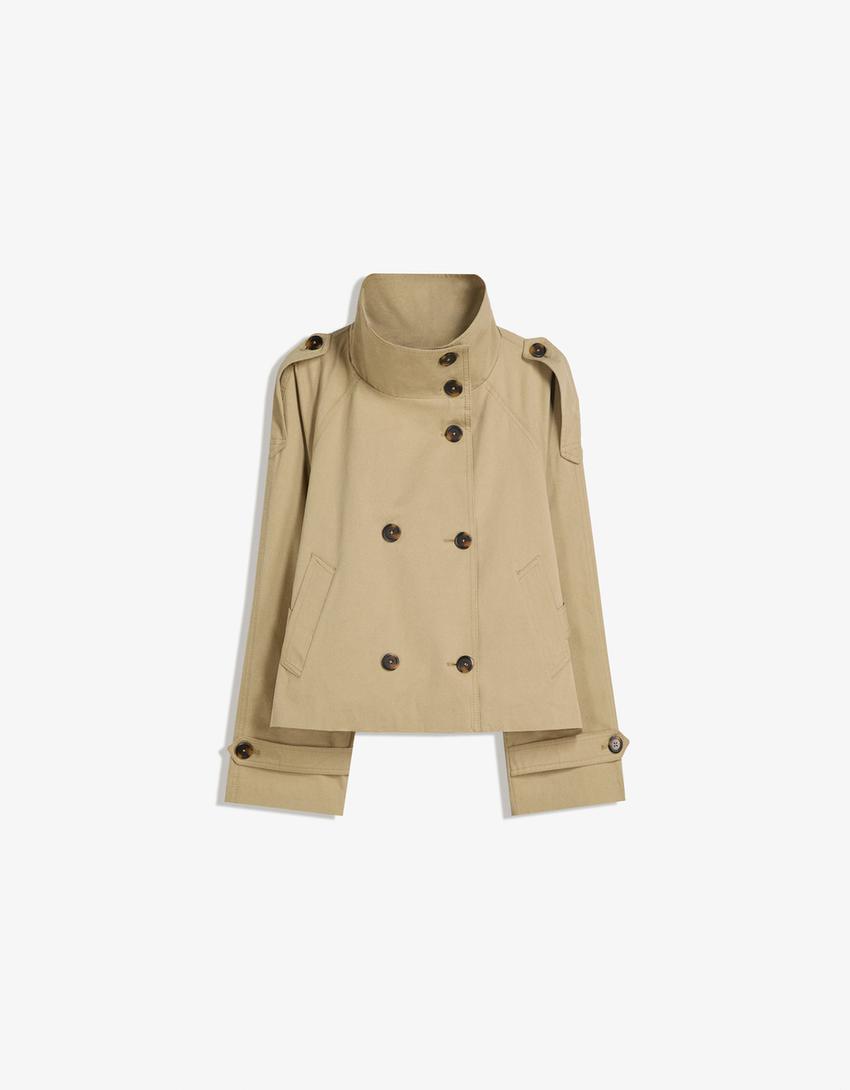 Classic and Lightweight Cropped Autumn Trench Coat in Soft Fabric