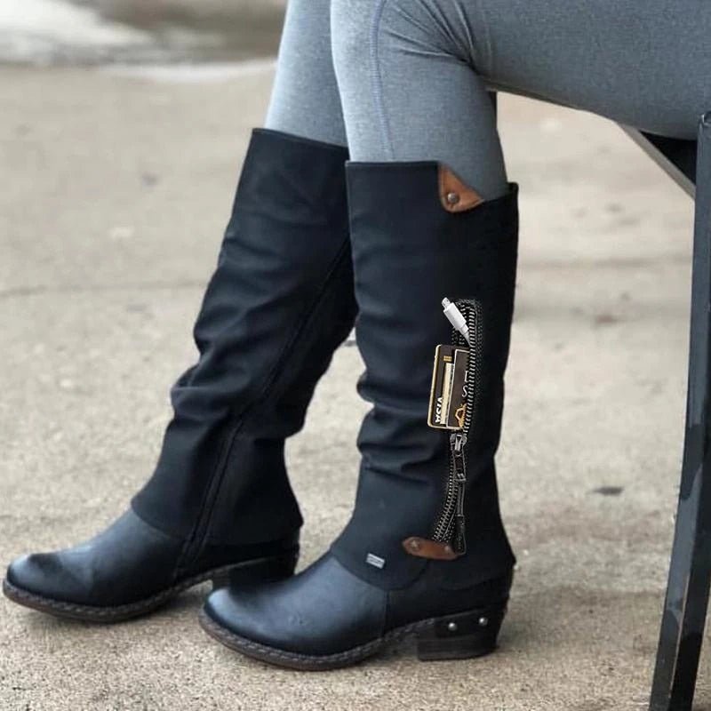 Comfortable High Boots with Pocket