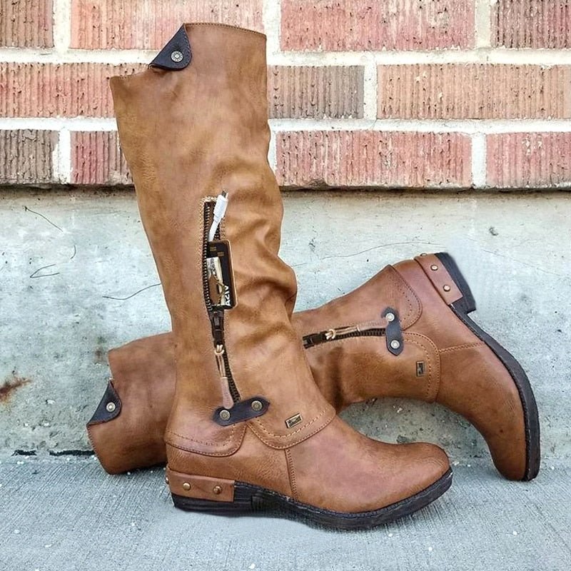 Comfortable High Boots with Pocket