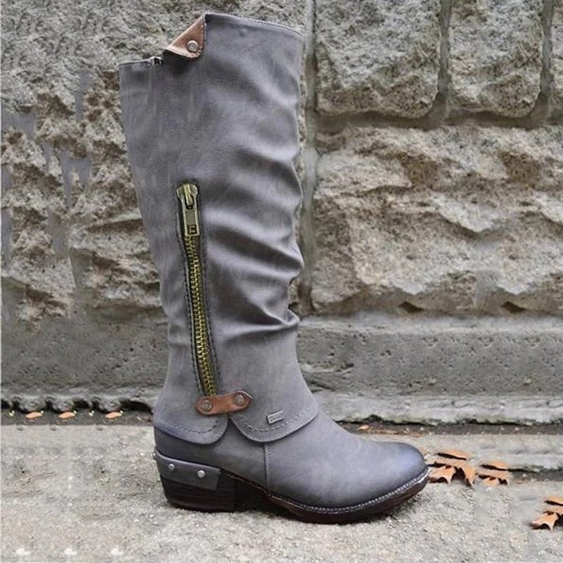 Comfortable High Boots with Pocket