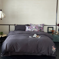 Cotton Sateen Bedding Set with Floral Embroidery