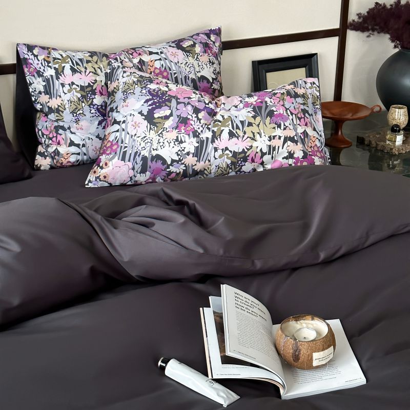 Cotton Sateen Bedding Set with Floral Embroidery