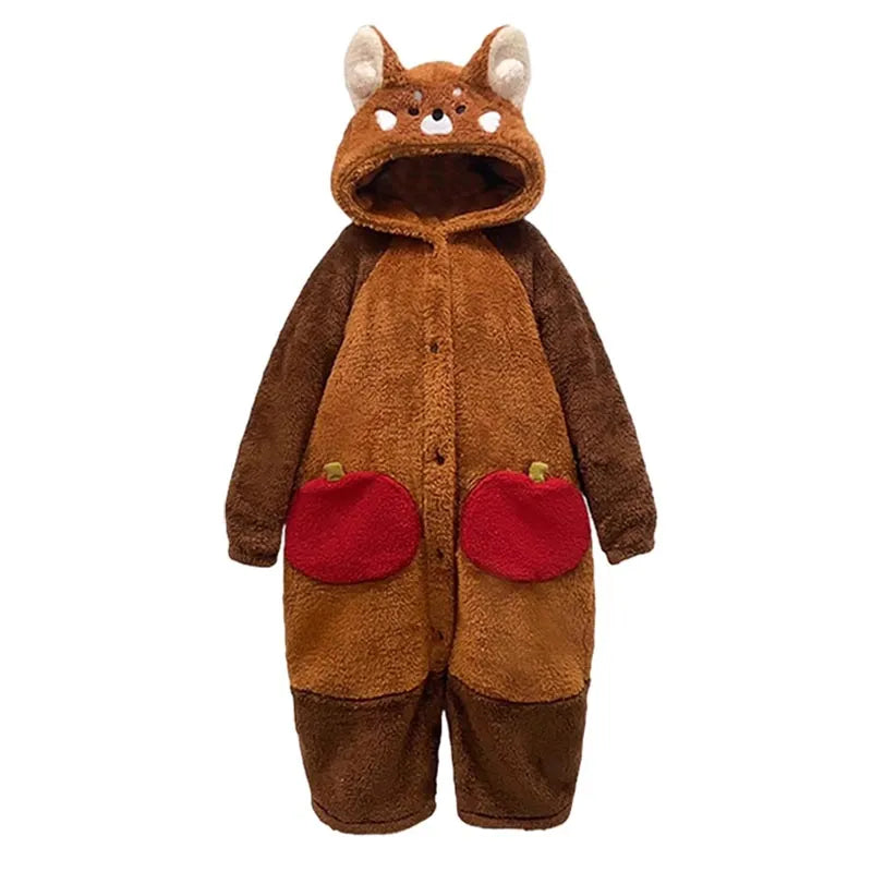 Cozy Cartoon Red Panda Pajama Set for Sleep and Comfort