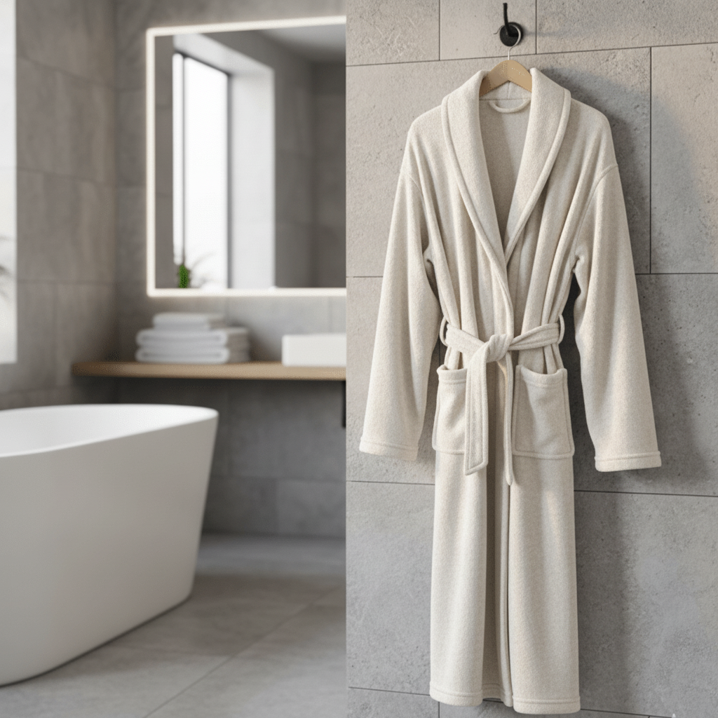 COZYCORAL – Light winter bathrobe made of coral fleece with belt & side pockets
