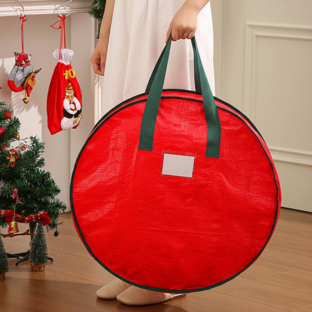 Durable Woven Fabric Christmas Ornament Storage Bag