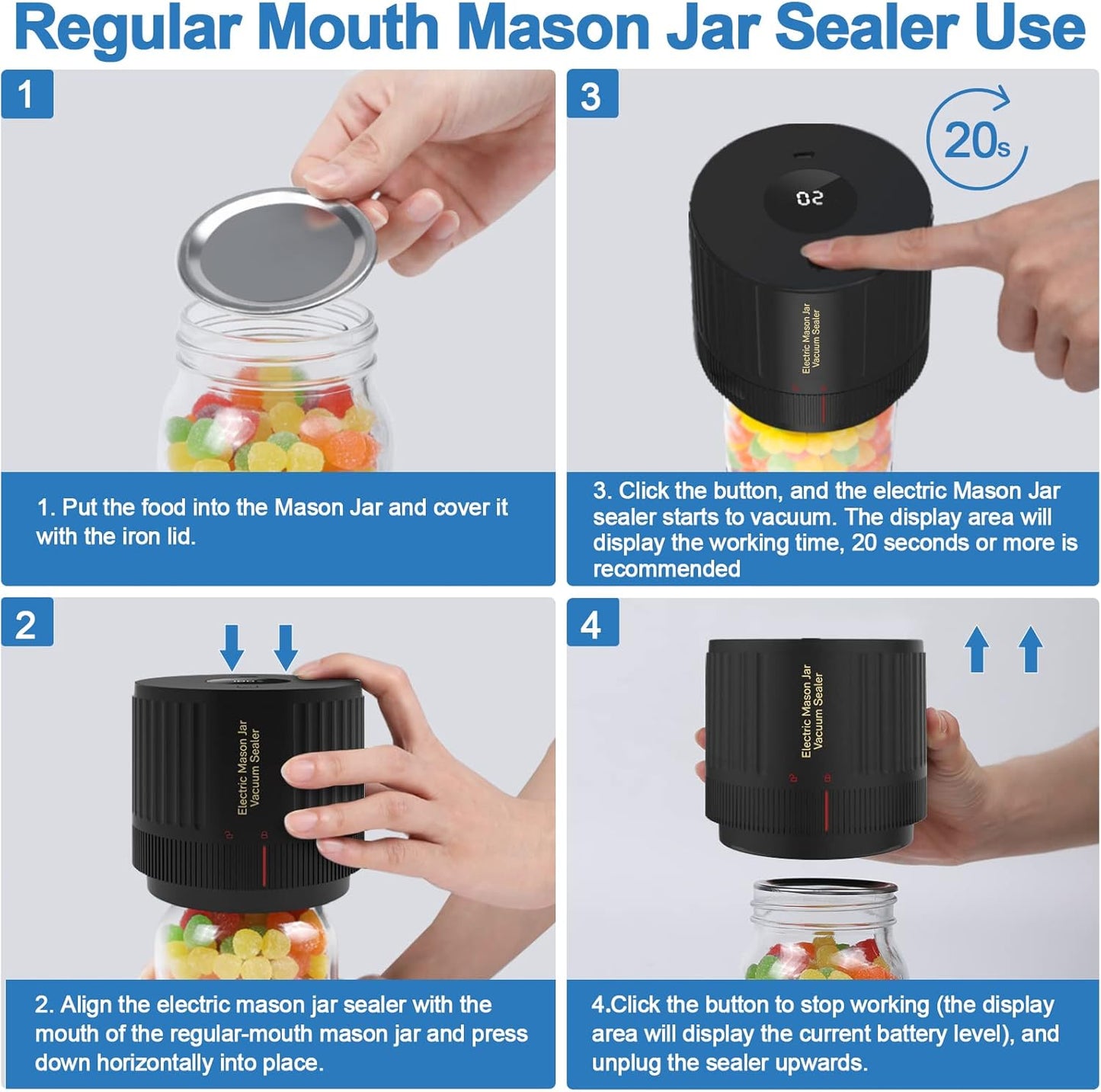Electric Mason Jar Vacuum Sealer Kit - Keep Freshness Fast!