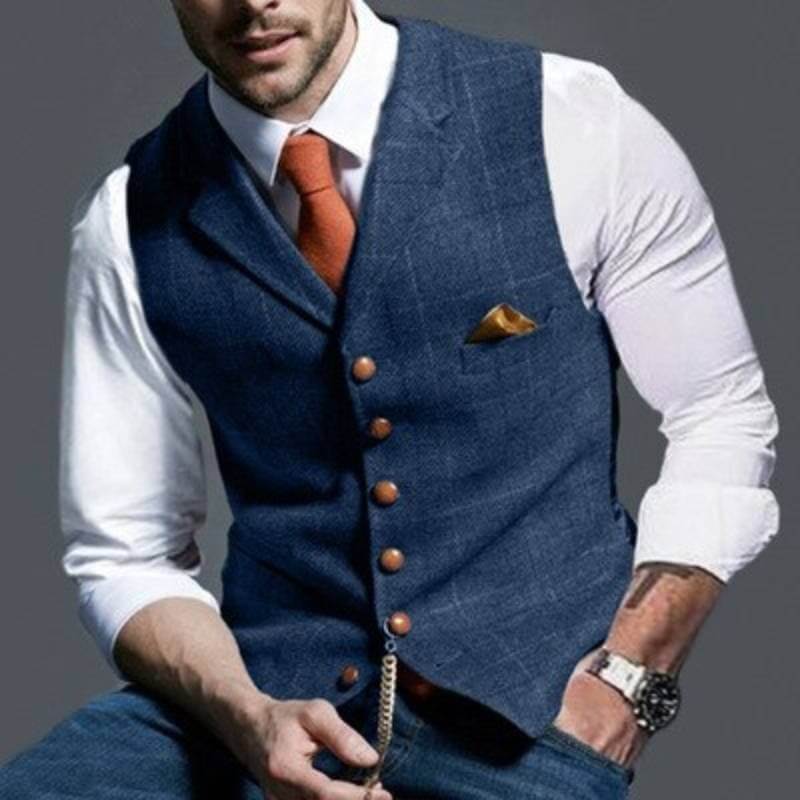 Elegant Men's Plaid Waistcoat