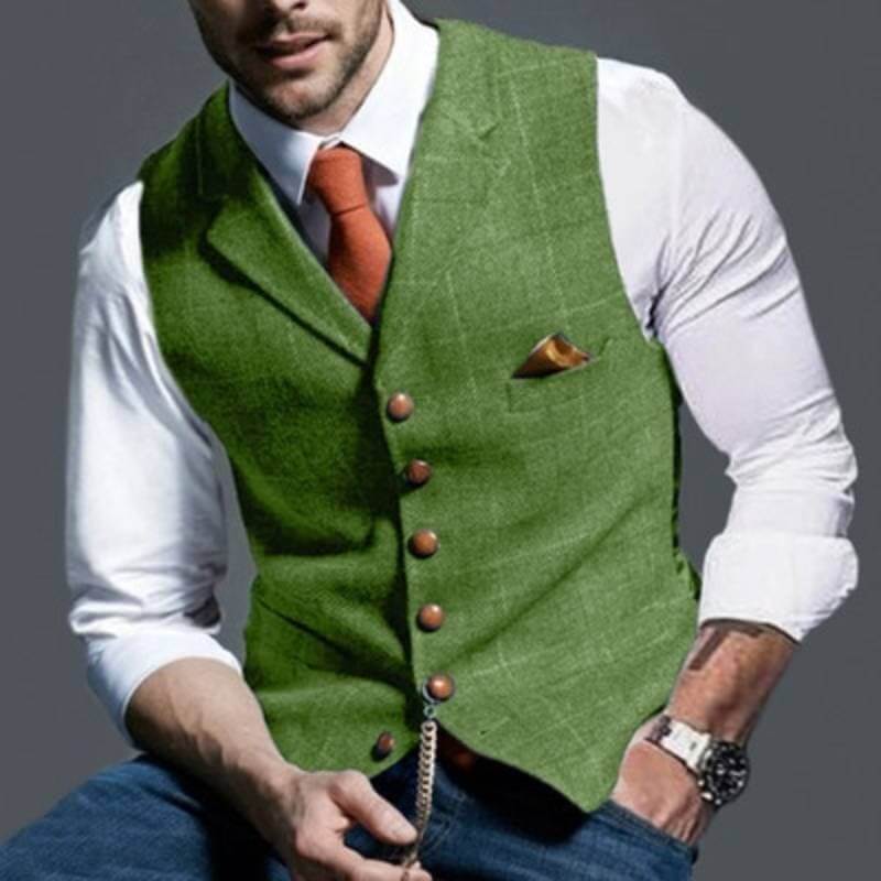 Elegant Men's Plaid Waistcoat