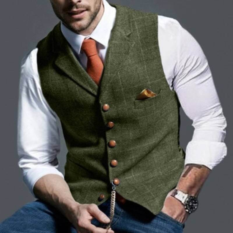 Elegant Men's Plaid Waistcoat