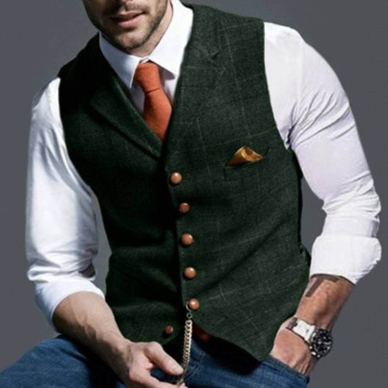 Elegant Men's Plaid Waistcoat