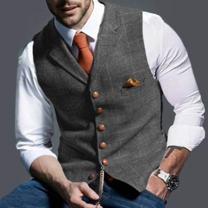 Elegant Men's Plaid Waistcoat